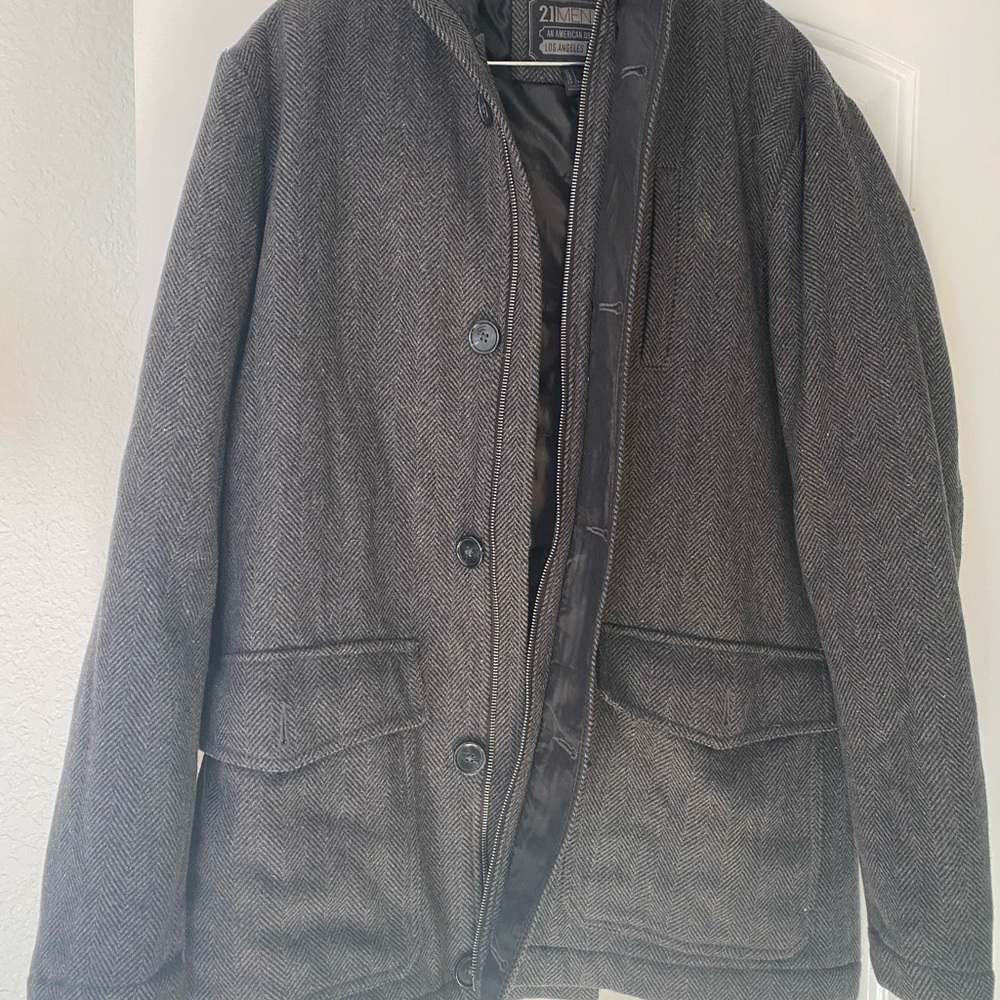 Forever 21 Men's Charcoal Pea Coat